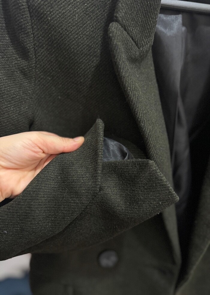 Mango yünlü kruvaze kaban - Görsel 4