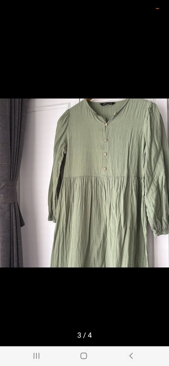 Düğmeli Uzun Kesim Bohem muslinelbisr - Görsel 2