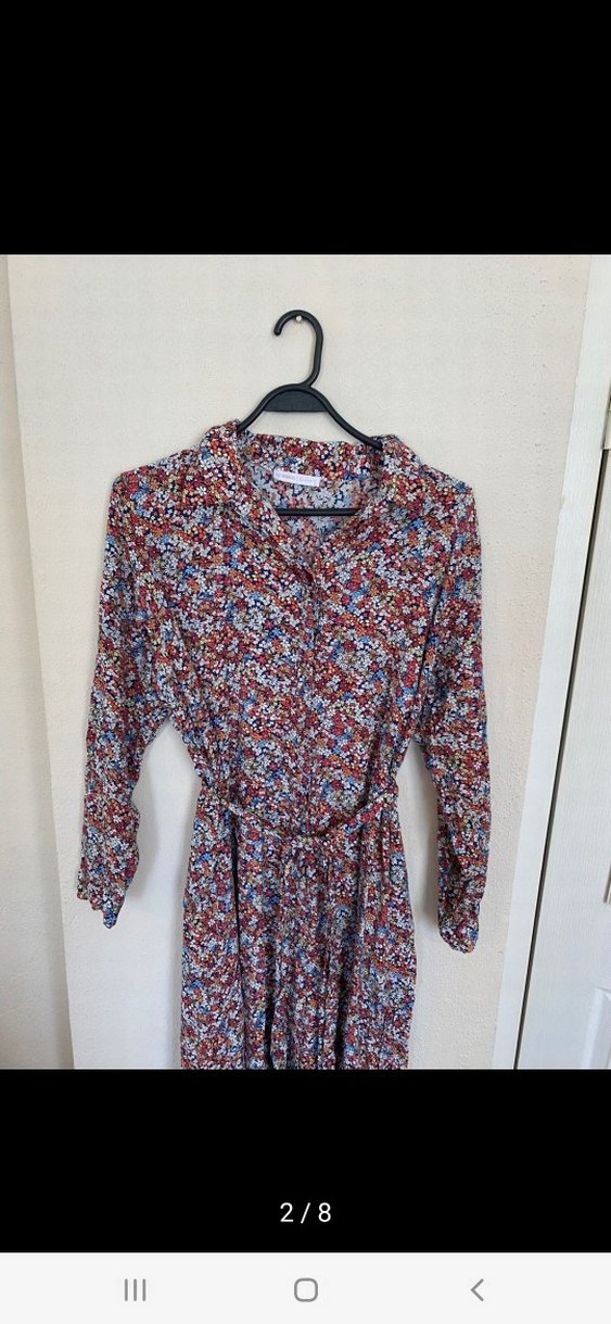 Çiçek Desenli Uzun Kollu Bohem Elbise - Görsel 2