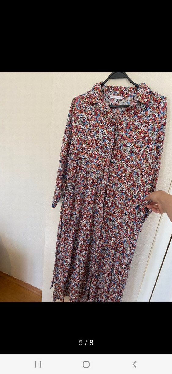 Çiçek Desenli Uzun Kollu Bohem Elbise - Görsel 5