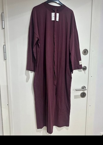 Manuka bordo Kemerli Uzun Kollu Uzun Elbise - Görsel 2