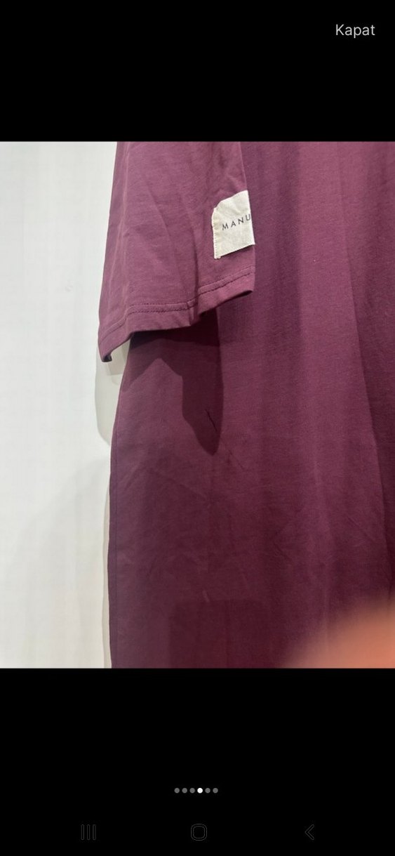 Manuka bordo Kemerli Uzun Kollu Uzun Elbise - Görsel 4