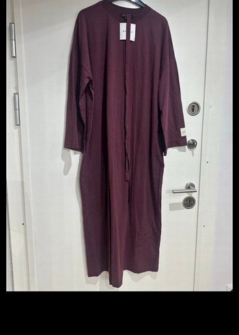 manuka bordo Uzun Kollu Kuşaklı Kadın Elbise - Görsel 2