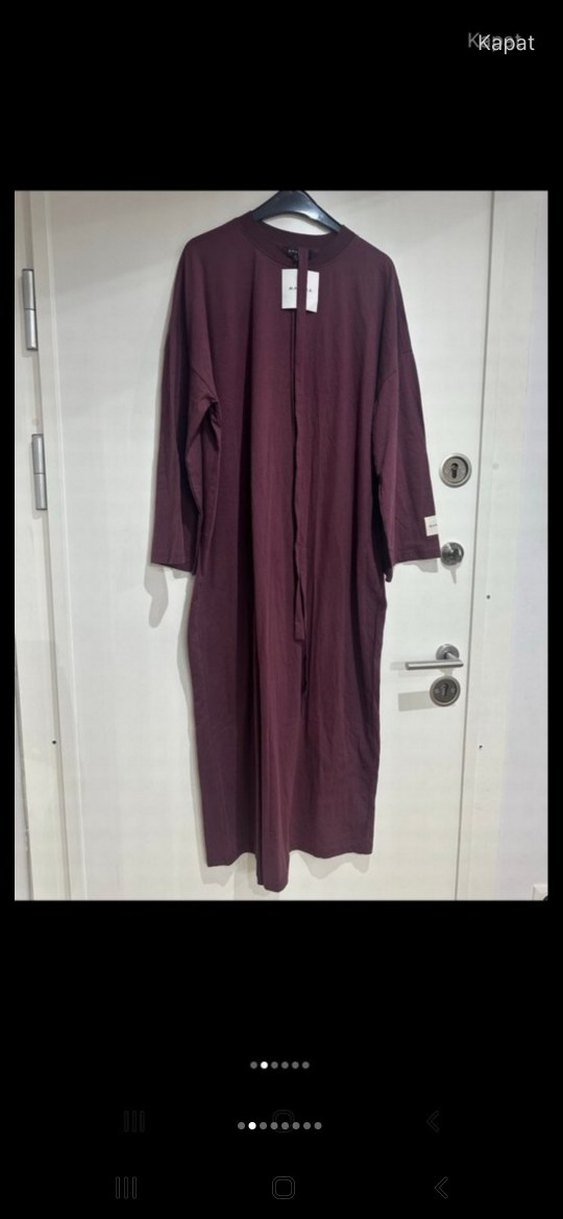 manuka bordo Uzun Kollu Kuşaklı Kadın Elbise - Görsel 2