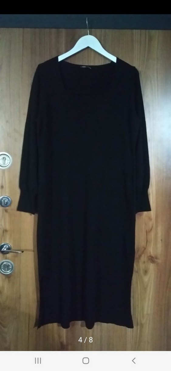 Siyah Uzun Kollu Kadın Triko Elbise - Görsel 4