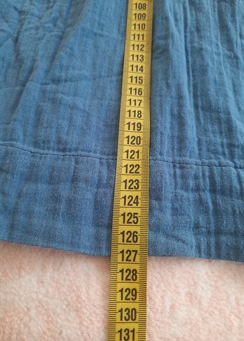 Lcwakiki mavi Keten Uzun Düğmeli Elbise - Görsel 9