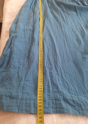 Lcwakiki mavi Keten Uzun Düğmeli Elbise - Görsel 13