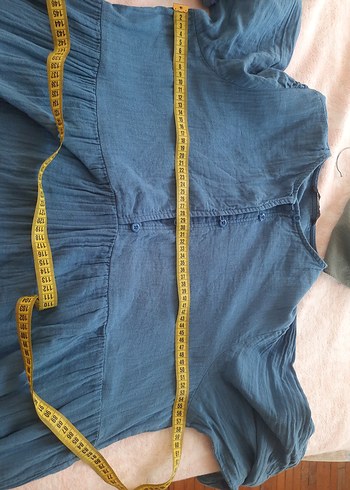 Lcwakiki mavi Keten Uzun Düğmeli Elbise - Görsel 8