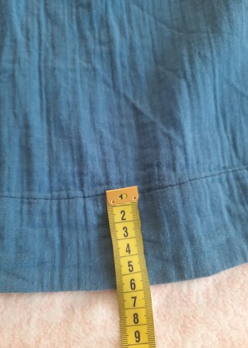 Lcwakiki mavi Keten Uzun Düğmeli Elbise - Görsel 11