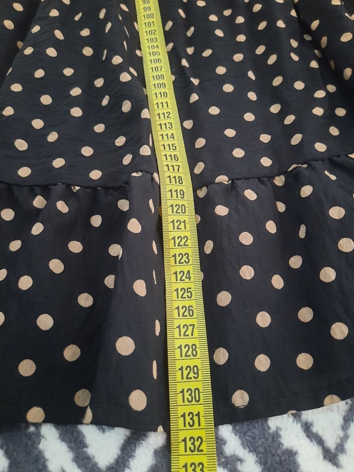 Lcwakiki Uzun Kollu Siyah Puantiyeli Uzun Elbise - Görsel 5