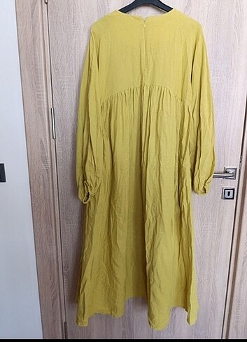 42 Beden sarı Renk Muslin elbise