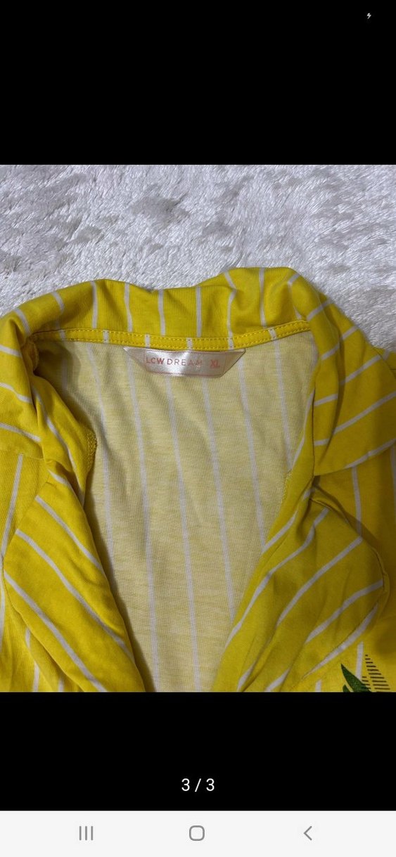 Sarı Düğmeli Kısa Kollu pijama ustu - Görsel 3