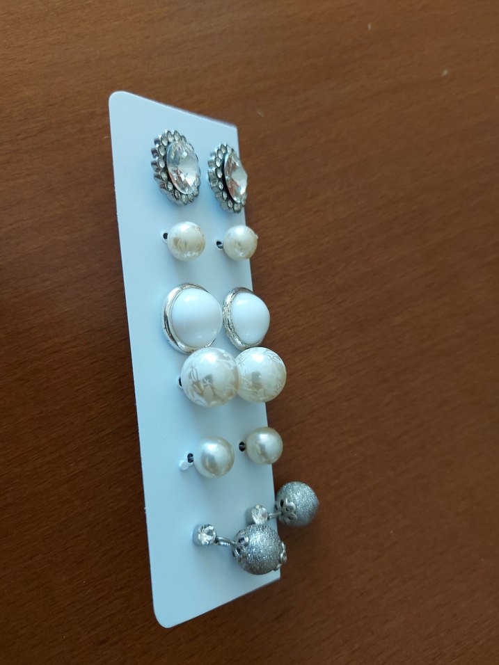 Beyaz Boncuklu Kadın Küpe Seti, Mini Boy - Görsel 2