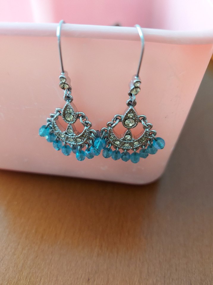 Turkuaz Boncuklu Bohem Midi Küpe - Görsel 2