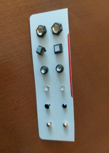 Gri Çok Renkli Düğmeli Mini Küpe Seti - Görsel 3