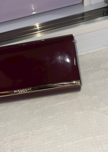 Bordo Parlak Deri Kadın Portföy Çanta - Görsel 2