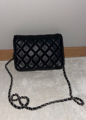 Zincir Detaylı Siyah Deri Kadın Çanta - Görsel 2