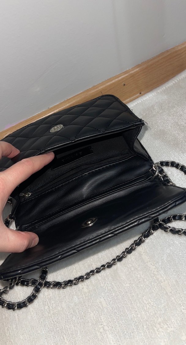Zincir Detaylı Siyah Deri Kadın Çanta - Görsel 3