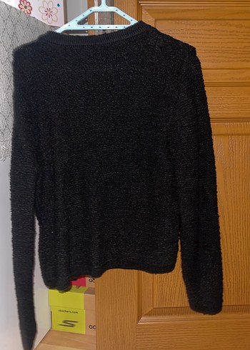 Düğmeli Siyah Midi Triko Hırka - Görsel 3