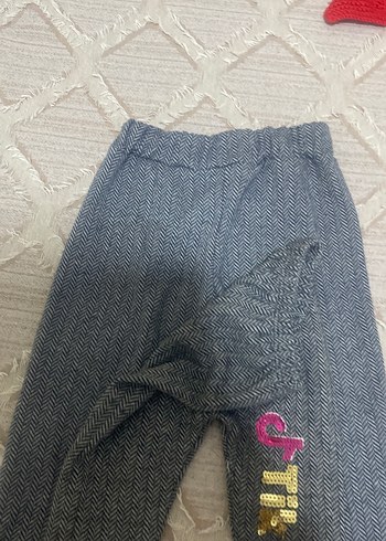 Kız Çocuk Gri Parlak Baskılı Denim Tayt - Görsel 3