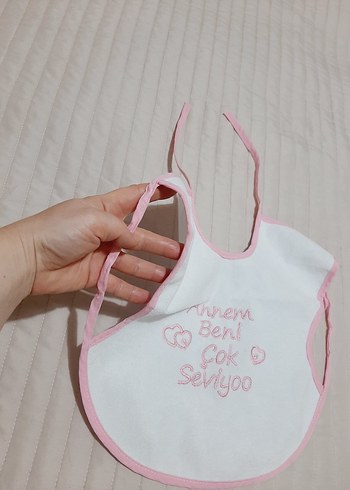 Pembe Nakışlı sıvı geçirmez Bebek Önlüğü - Görsel 2