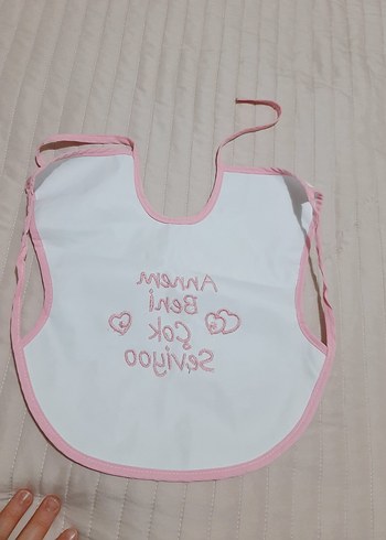 Pembe Nakışlı sıvı geçirmez Bebek Önlüğü - Görsel 3
