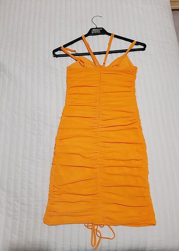 askılı büzgülü elbise abiye - Görsel 8