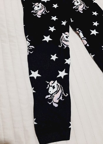 Kız Çocuk Siyah Unicorn Desenli Triko Tayt Lcwaykiki - Görsel 2