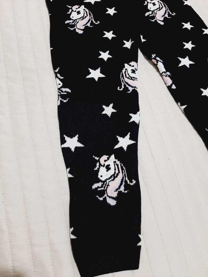 Kız Çocuk Siyah Unicorn Desenli Triko Tayt Lcwaykiki - Görsel 2