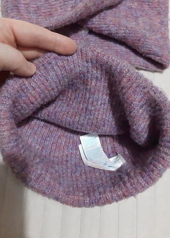 Mor Pastel Örgü Kadın Bere ve boyunluk Okaidi - Görsel 4