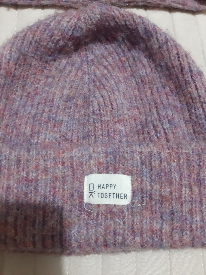 Mor Pastel Örgü Kadın Bere ve boyunluk Okaidi - Görsel 3