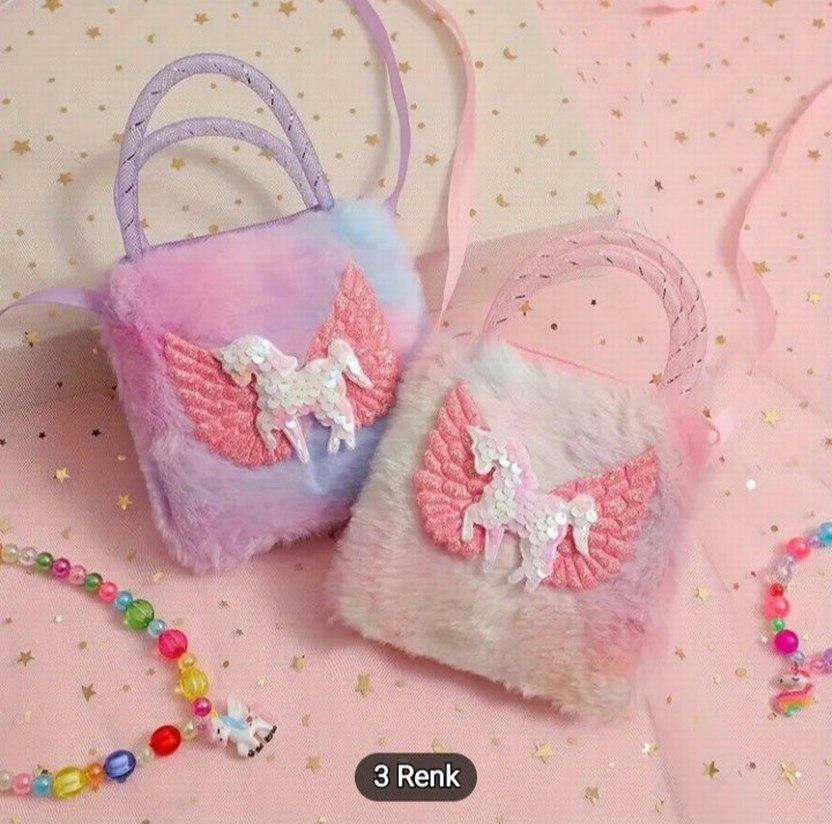 Unicorn pelüş Kız Çantası - Görsel 3