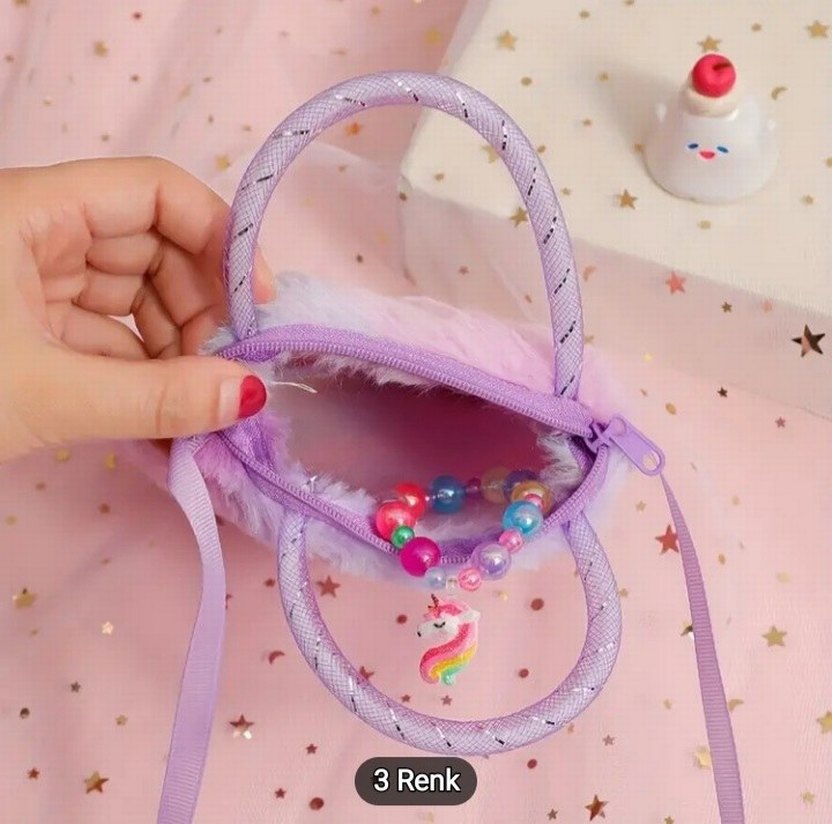Unicorn pelüş Kız Çantası - Görsel 4