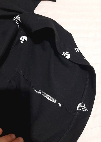 Siyah Baskılı Erkek Tişört Off White - Görsel 5