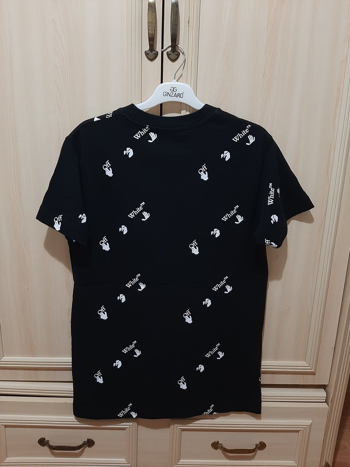 Siyah Baskılı Erkek Tişört Off White - Görsel 4