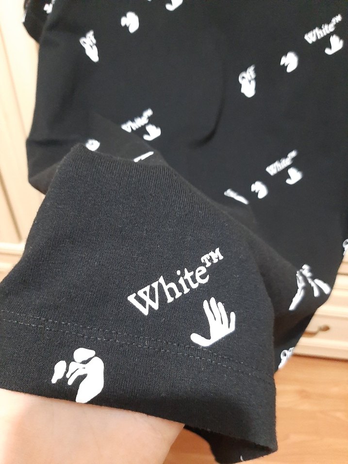 Siyah Baskılı Erkek Tişört Off White - Görsel 3