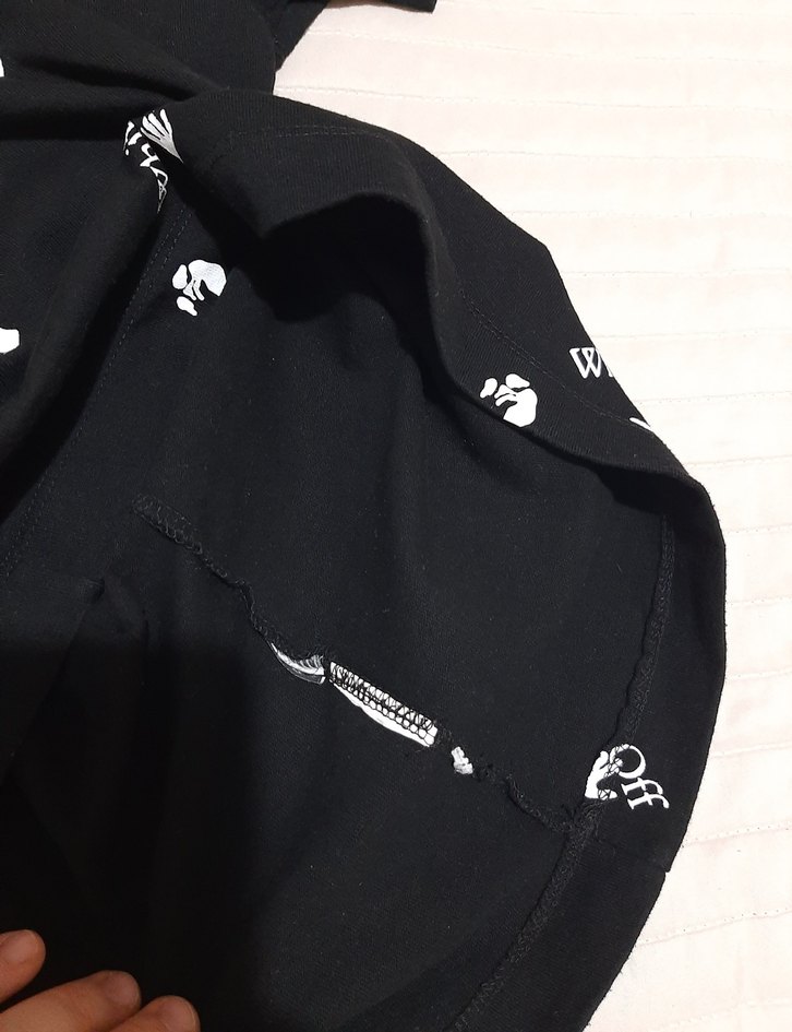 Siyah Baskılı Erkek Tişört Off White - Görsel 5