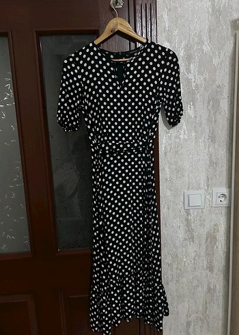 Siyah Puantiyeli elbise - Görsel 3