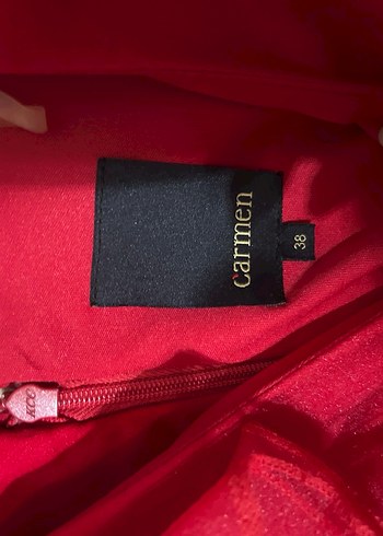 Kırmızı Drapeli Uzun Abiye Elbise - Görsel 6