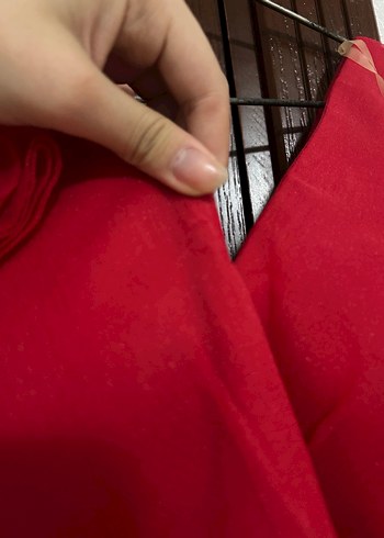 Kırmızı Drapeli Uzun Abiye Elbise - Görsel 5