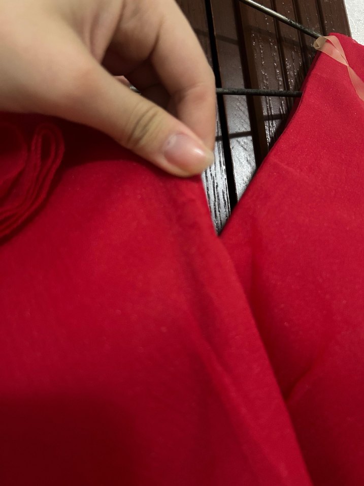 Kırmızı Drapeli Uzun Abiye Elbise - Görsel 5