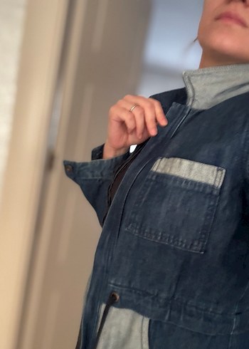 Kadın Gri Uzun Kot Ceket - Görsel 4