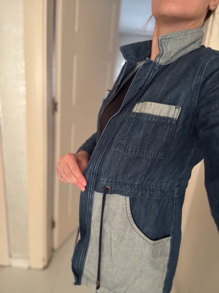 Kadın Gri Uzun Kot Ceket - Görsel 5