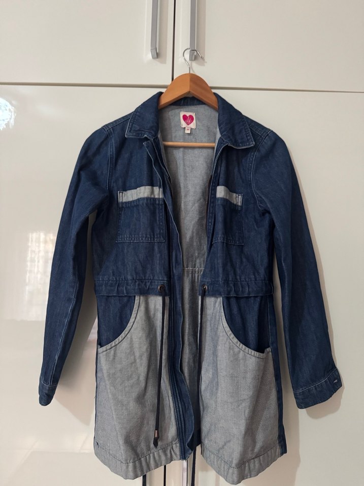 Kadın Gri Uzun Kot Ceket - Görsel 2