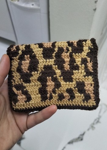 Leopar Desenli Örgü Kadın cüzdan - Görsel 5