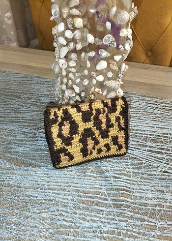 Leopar Desenli Örgü Kadın cüzdan - Görsel 3