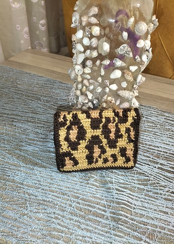 Leopar Desenli Örgü Kadın cüzdan - Görsel 4