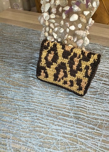 Leopar Desenli Örgü Kadın cüzdan - Görsel 2