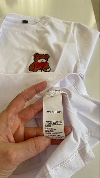 s Beden Puffy tedy ayicik nakisli beyaz crop