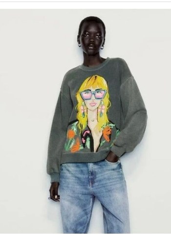 m Beden gri Renk ZAR A Antrasit Oversize Sweatshirt